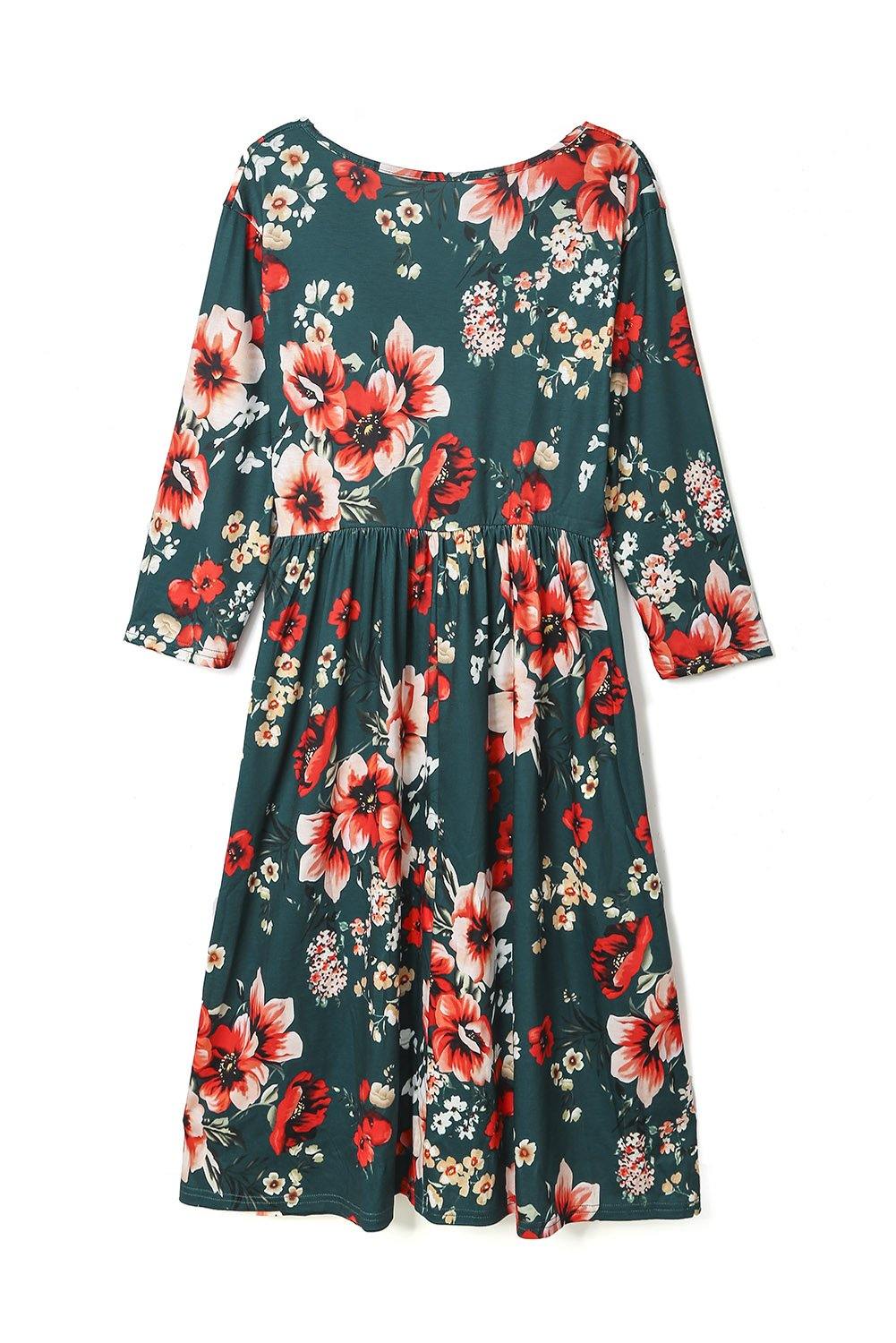Floral 4/3 Sleeve Wrap Dress - L & M Kee, LLC