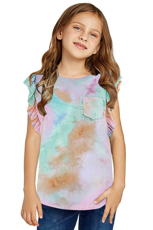 Multicolor Tie-dye Ruffled Little Girls' Tank - L & M Kee, LLC