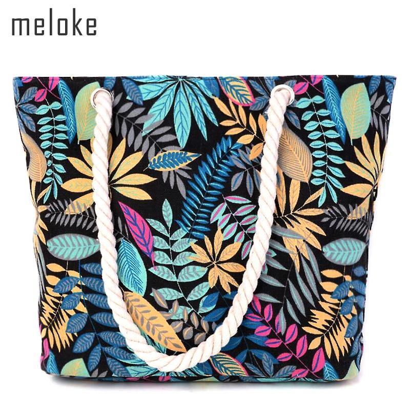 Leaf Print Beach Shopping Tote Bag - L & M Kee, LLC