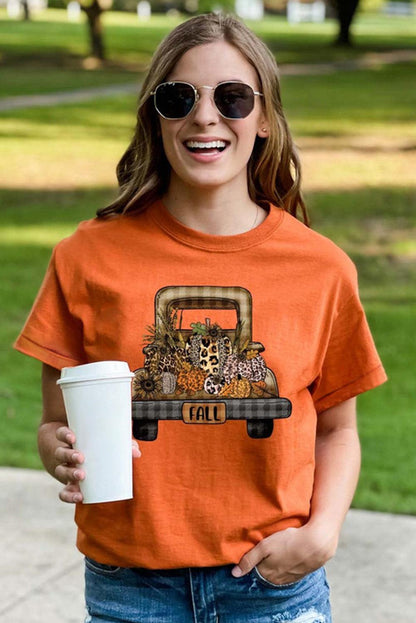 Howdy Fall Cow Pumpkin Print Graphic T Shirt - L & M Kee, LLC