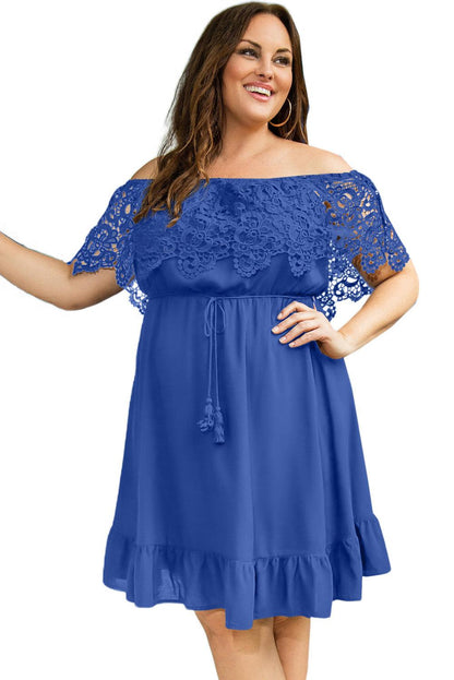 Off-the-shoulder Lace Sleeves Plus size Dress - L & M Kee, LLC