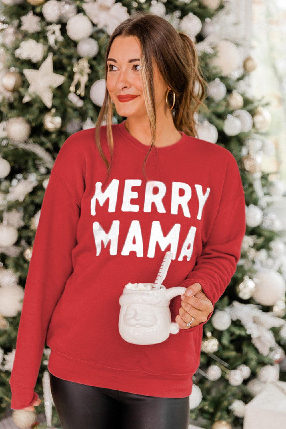 Merry Christmas Graphic Print Long Sleeve Sweatshirt - L & M Kee, LLC