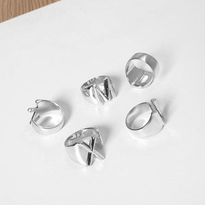 Silver Color Metal 26 Letter Open Hollow Finger Rings - L & M Kee, LLC