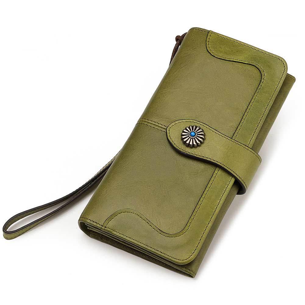 Ladies Clutch Long Mobile Phone Leather Wallet - L & M Kee, LLC
