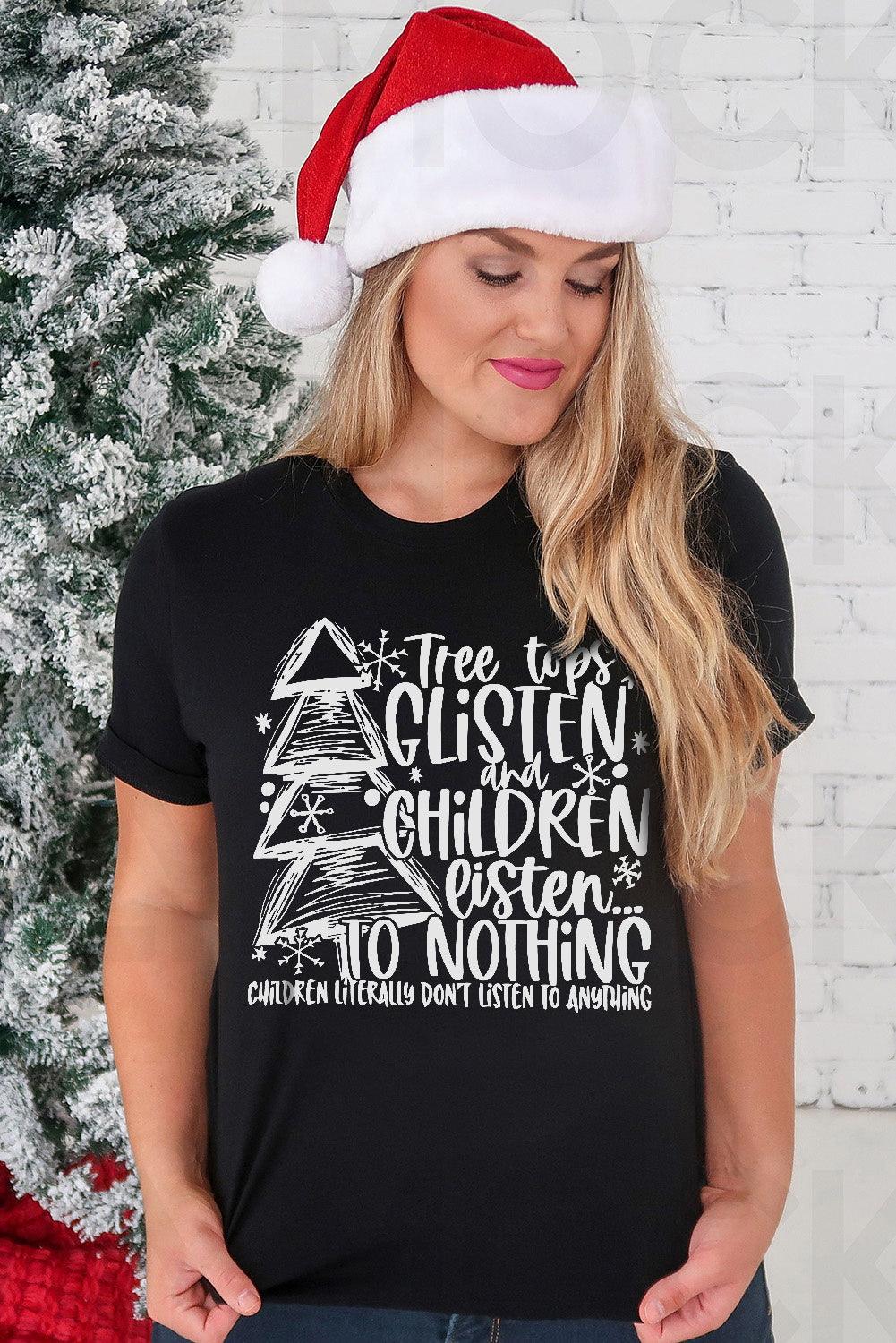 Merry Christmas Trees Graphic Print Short Sleeve T Shirt - L & M Kee, LLC