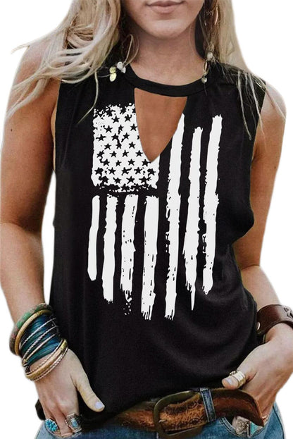 Cutout American Flag Print Tank Top - L & M Kee, LLC