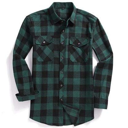 Men Flannel Two Pocket Plaid Shirt | (USA SIZE S M L XL 2XL) - L & M Kee, LLC