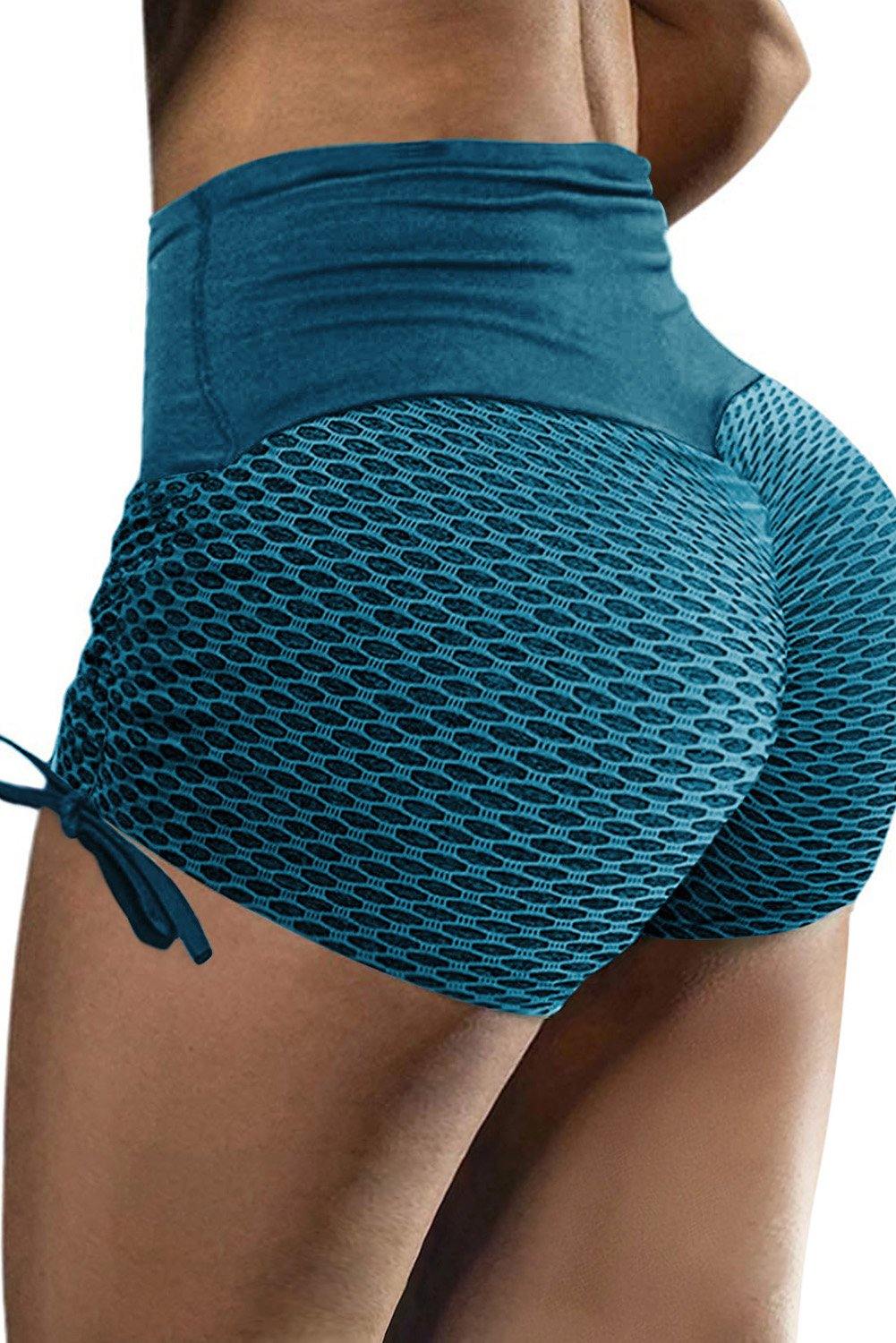 Side Drawstring Anti Cellulite High Waist Scrunch Butt Lift Shorts - L & M Kee, LLC