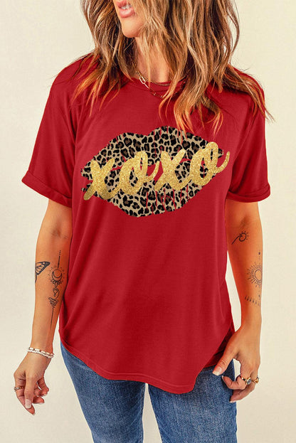 Khaki AMEN Leopard Print Short Sleeve Graphic T Shirt - L & M Kee, LLC