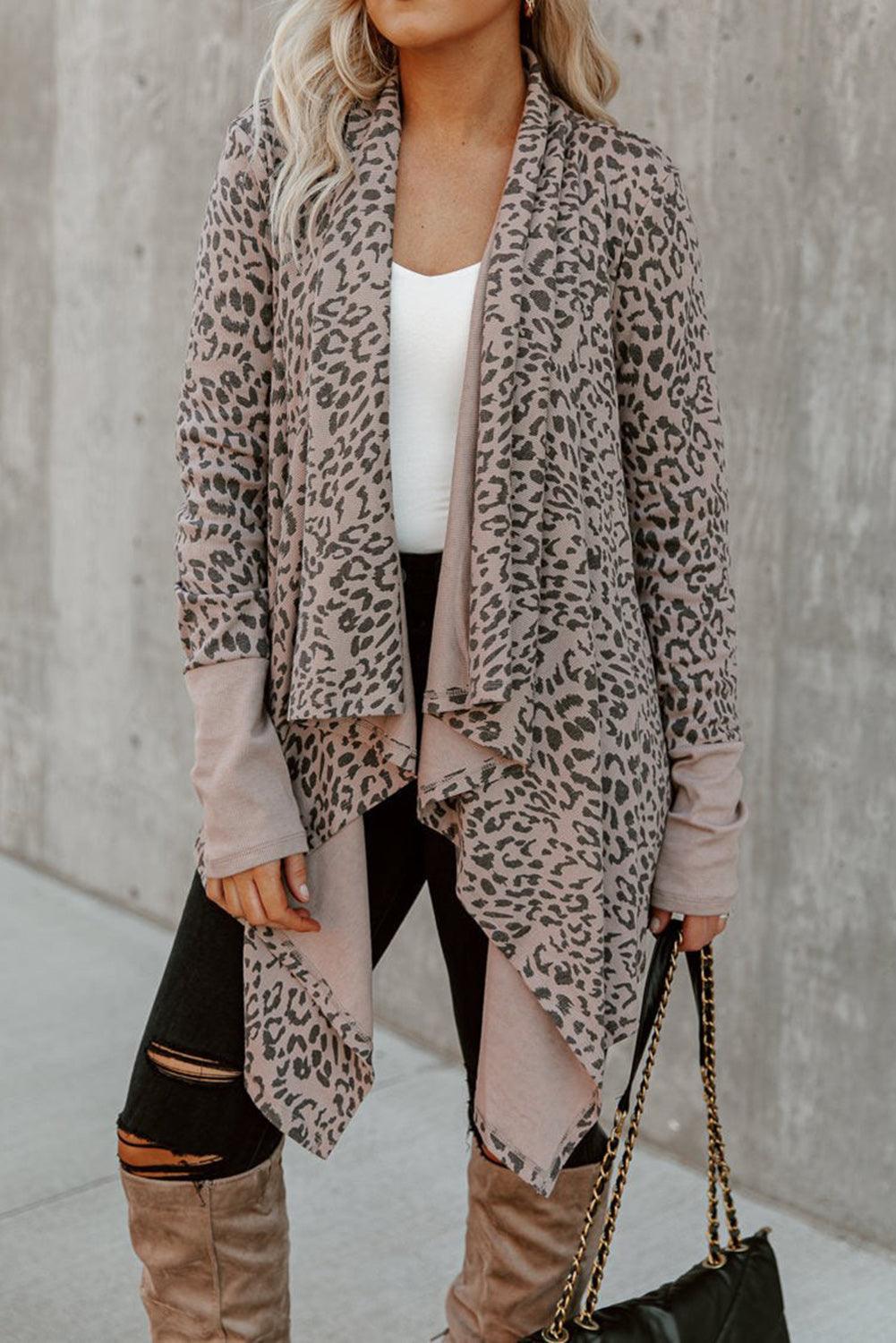 Leopard Open Front Cardigan - L & M Kee, LLC