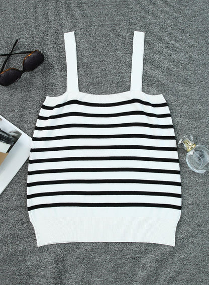 Striped Tube Spaghetti Strap Knitted Tank Top