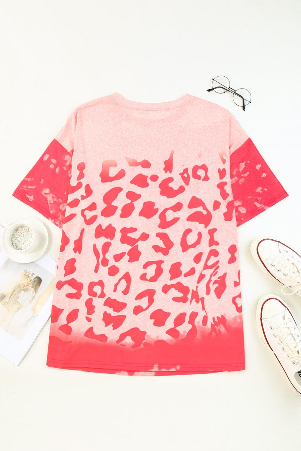 Leopard Bleached Boyfriend T Shirt - L & M Kee, LLC