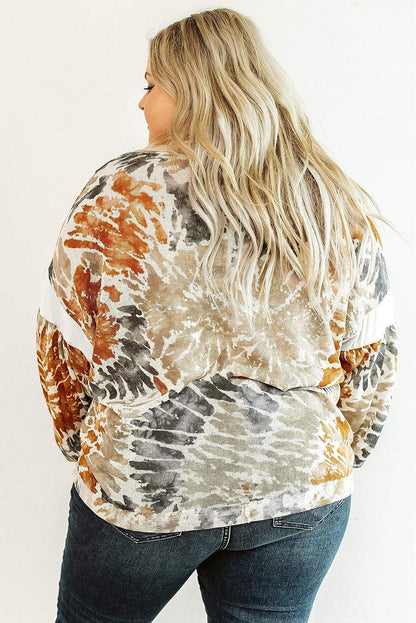 Multicolor Plus Size Tie Dye V Neck Sweatshirt - L & M Kee, LLC