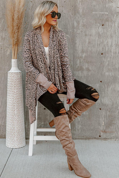 Leopard Open Front Cardigan - L & M Kee, LLC