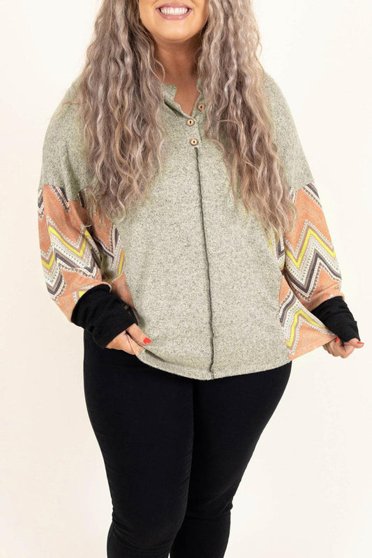 Plus Size Chevron Sleeves Top - L & M Kee, LLC