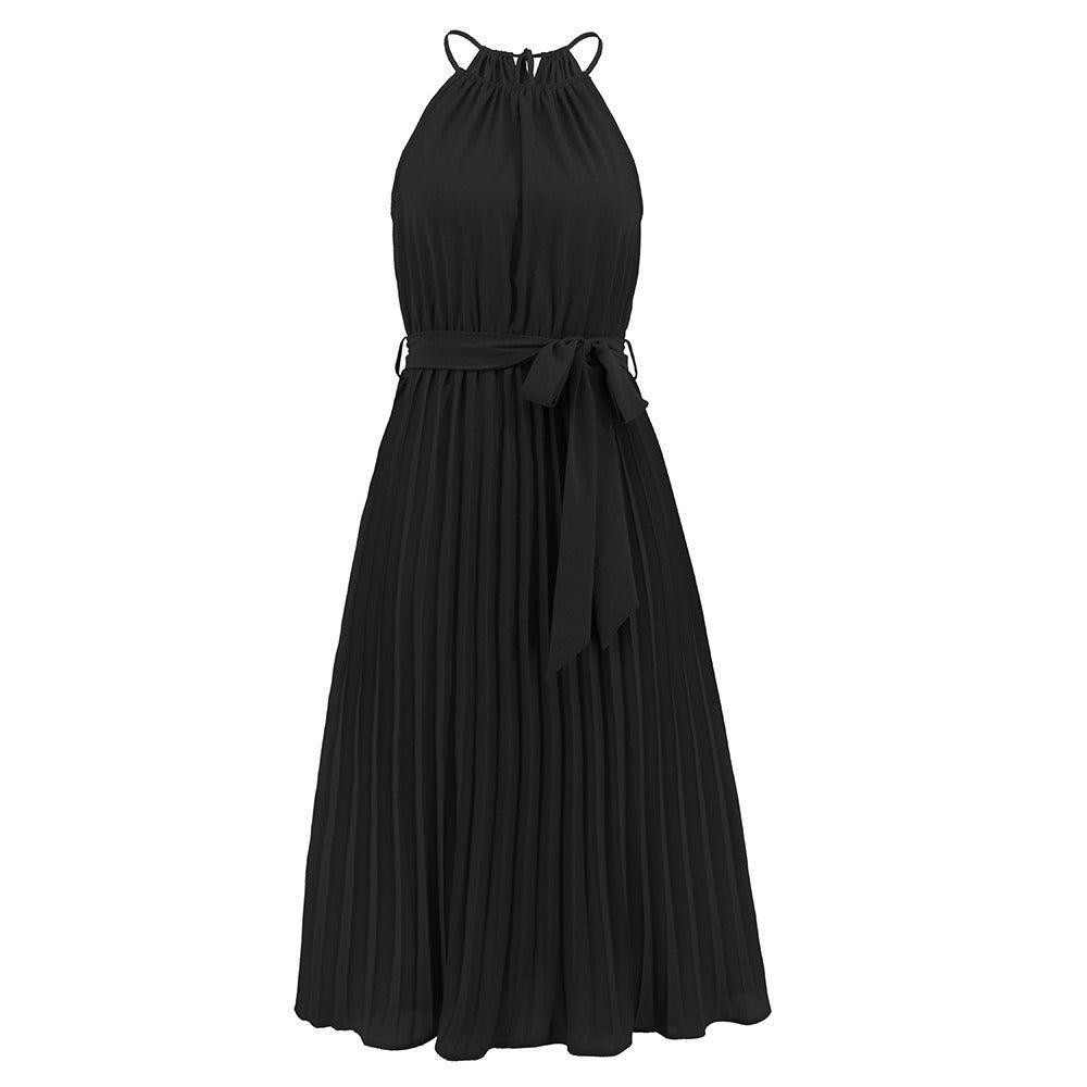 Spaghetti Straps Sleeveless Pleated Skirt Dress - L & M Kee, LLC