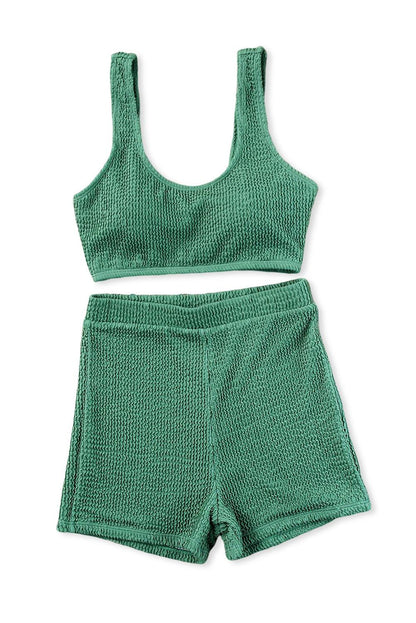 Active Textured Sports Bra and Shorts Set
