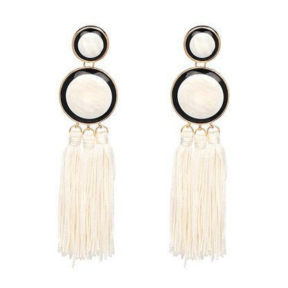 Long Fringe Resin Drop Earrings - L & M Kee, LLC