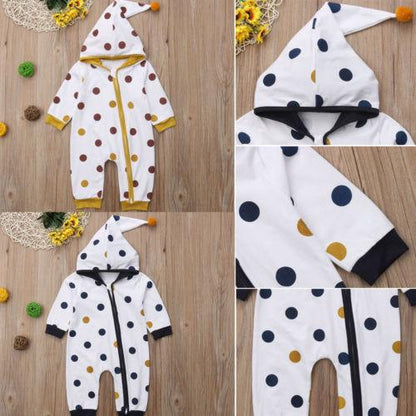 Infant Dot Long Sleeve Hooded Jumpsuit - L & M Kee, LLC