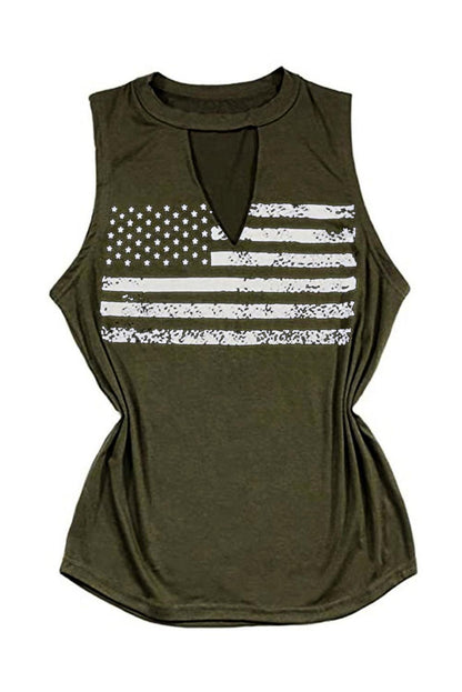 Cutout American Flag Print Tank Top - L & M Kee, LLC