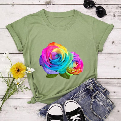 Colorful Rose T Shirt - L & M Kee, LLC