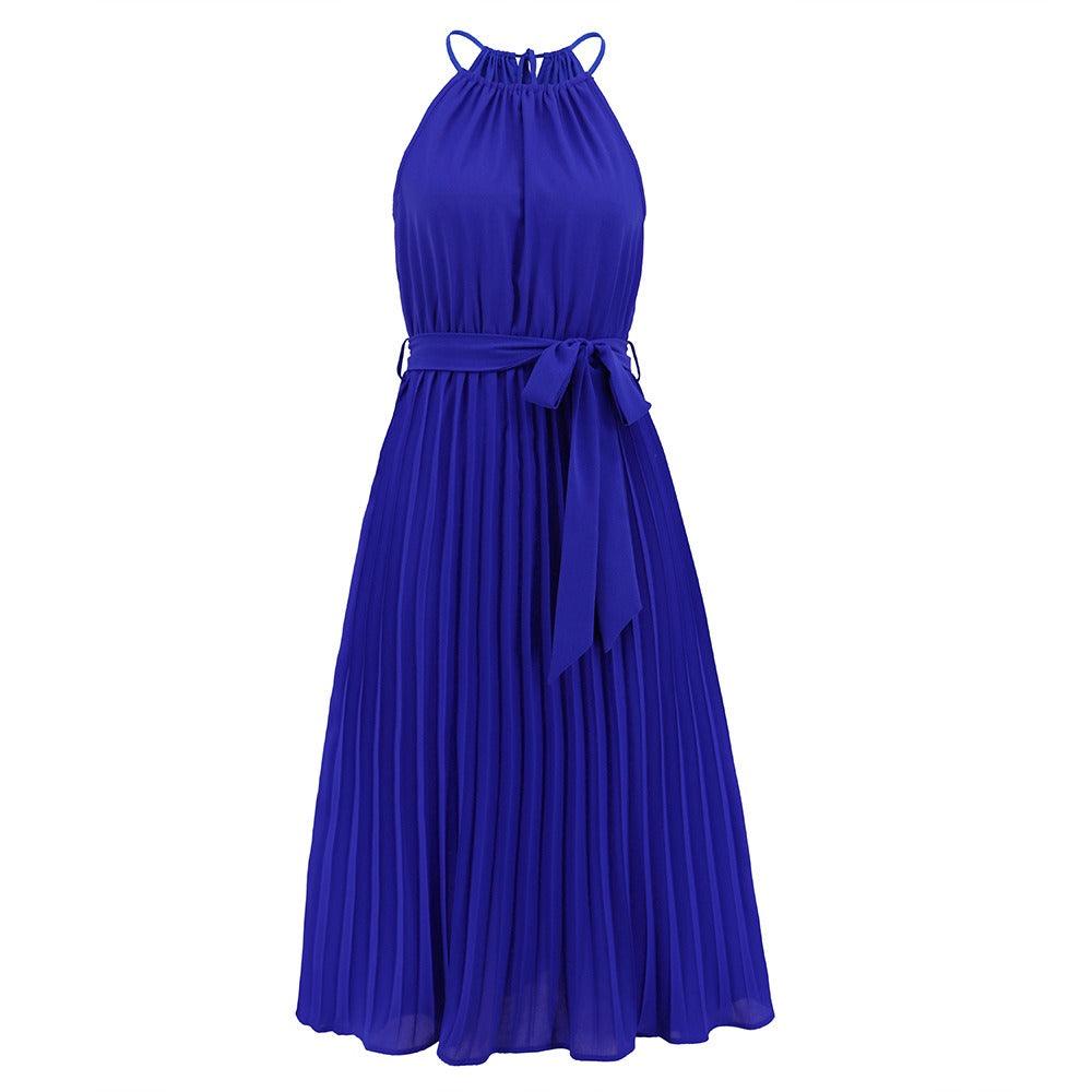 Spaghetti Straps Sleeveless Pleated Skirt Dress - L & M Kee, LLC