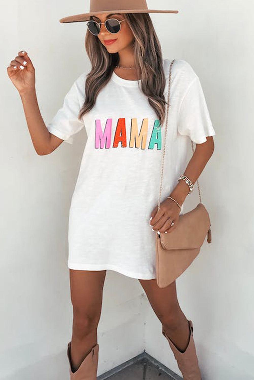 MAMA Letter Print Round Neck Short Sleeve T Shirt - L & M Kee, LLC