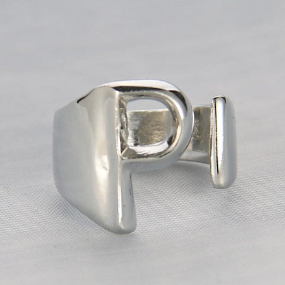 Silver Color Metal 26 Letter Open Hollow Finger Rings - L & M Kee, LLC