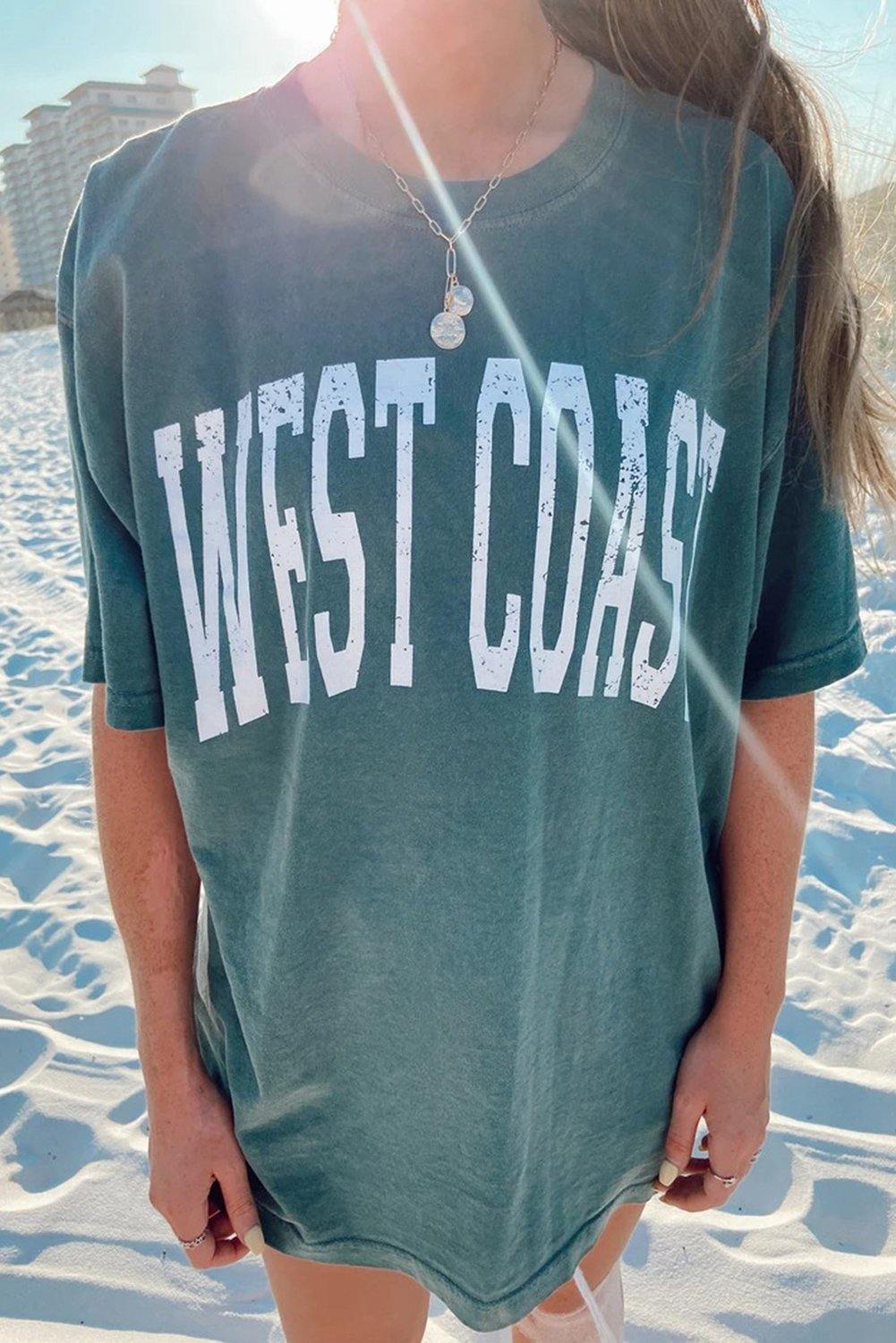 WEST COAST Letters Graphic Oversize Tee - L & M Kee, LLC