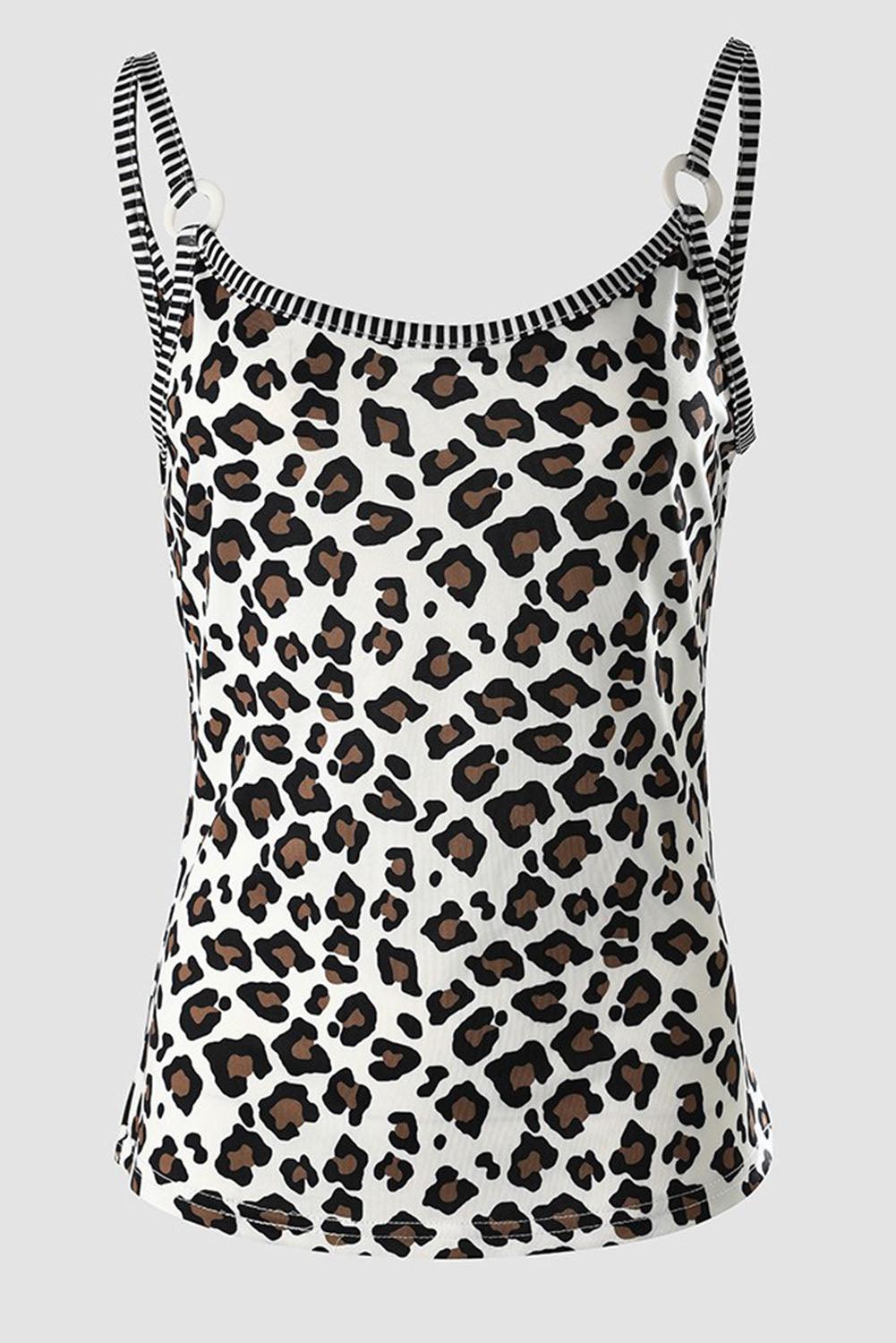 Cheetah Striped Patchwork Low-Back Cut Tank Top - L & M Kee, LLC