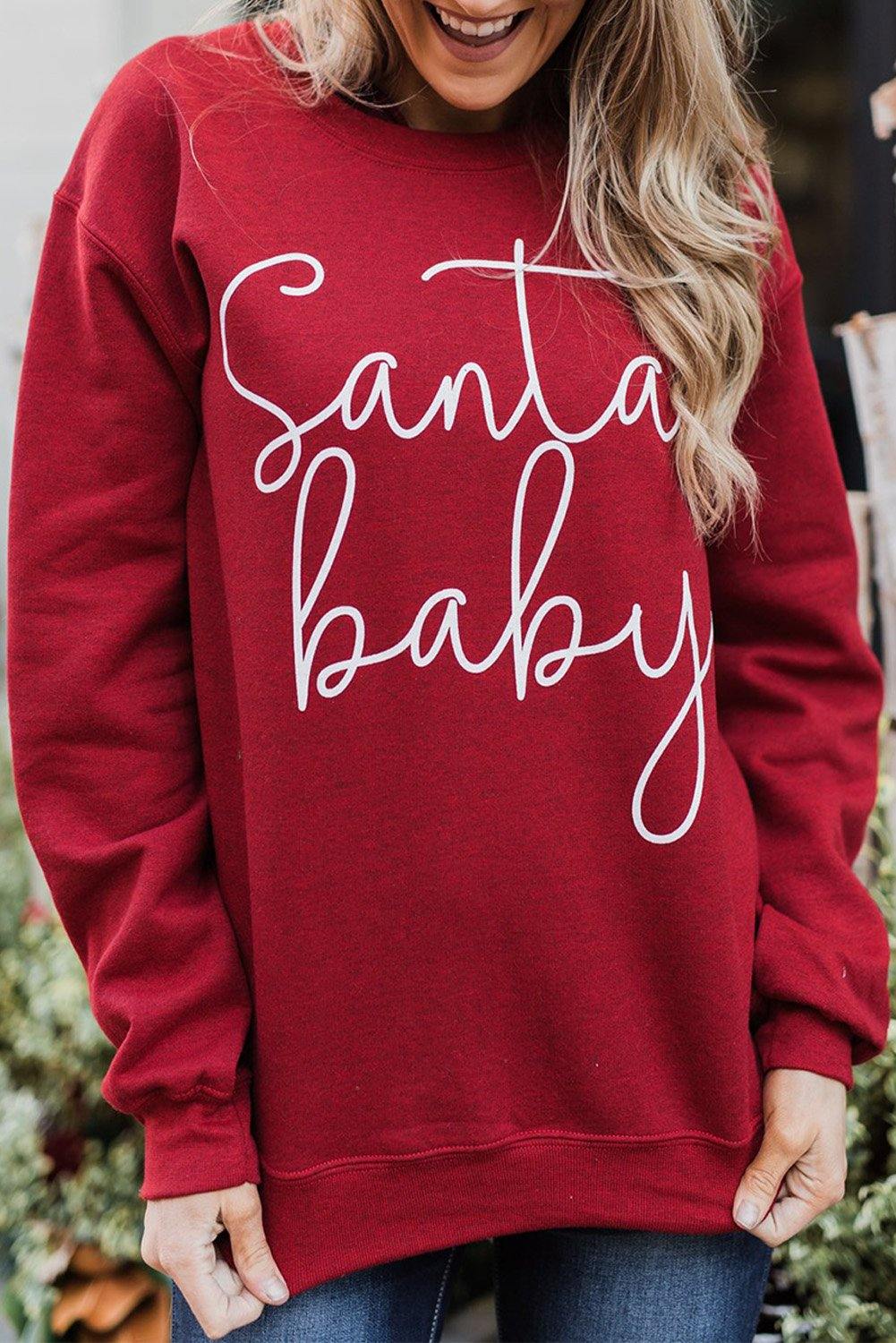 Christmas Santa Baby Print Pullover Sweatshirt - L & M Kee, LLC