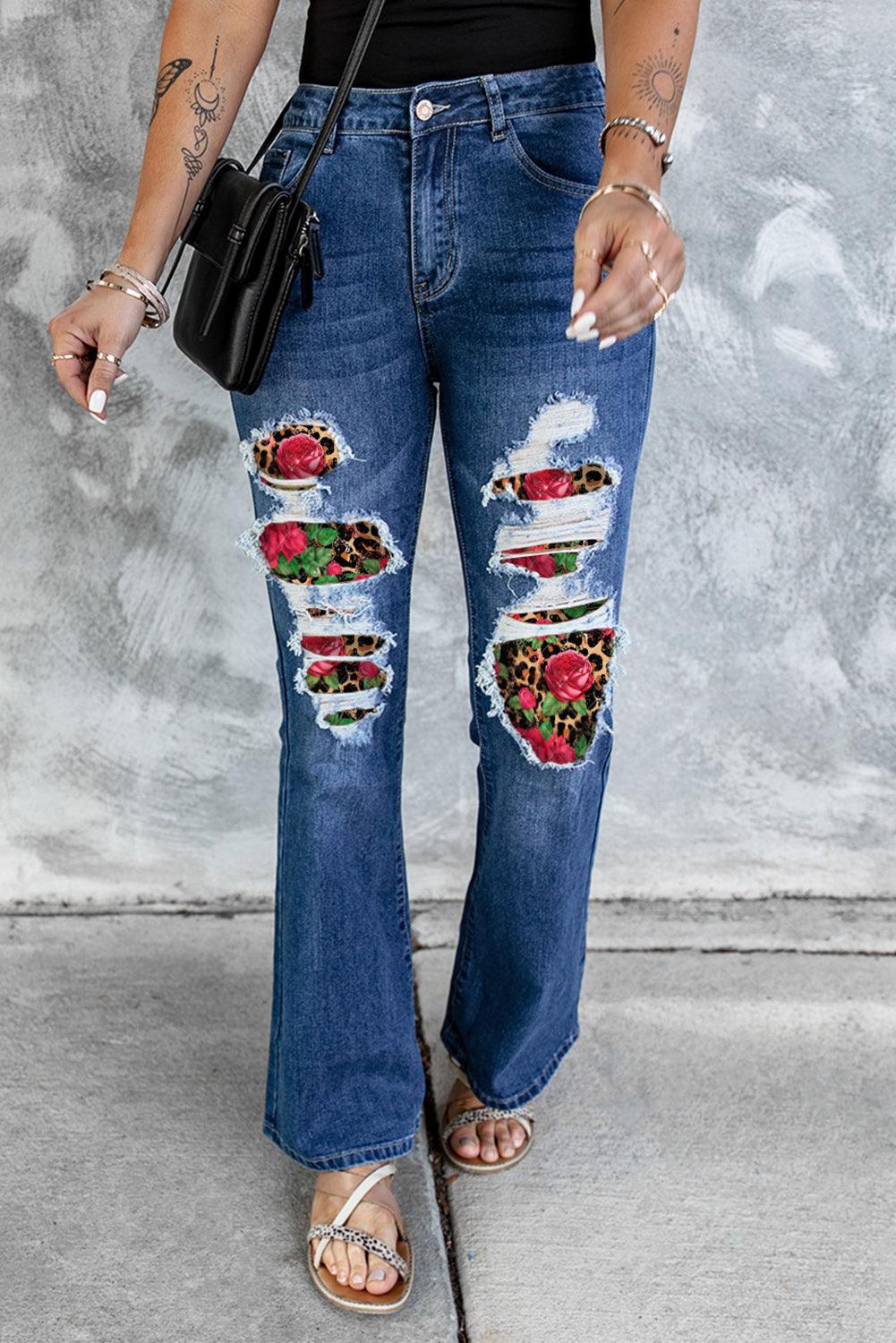 High Waist Distressed Bell Jeans - L & M Kee, LLC