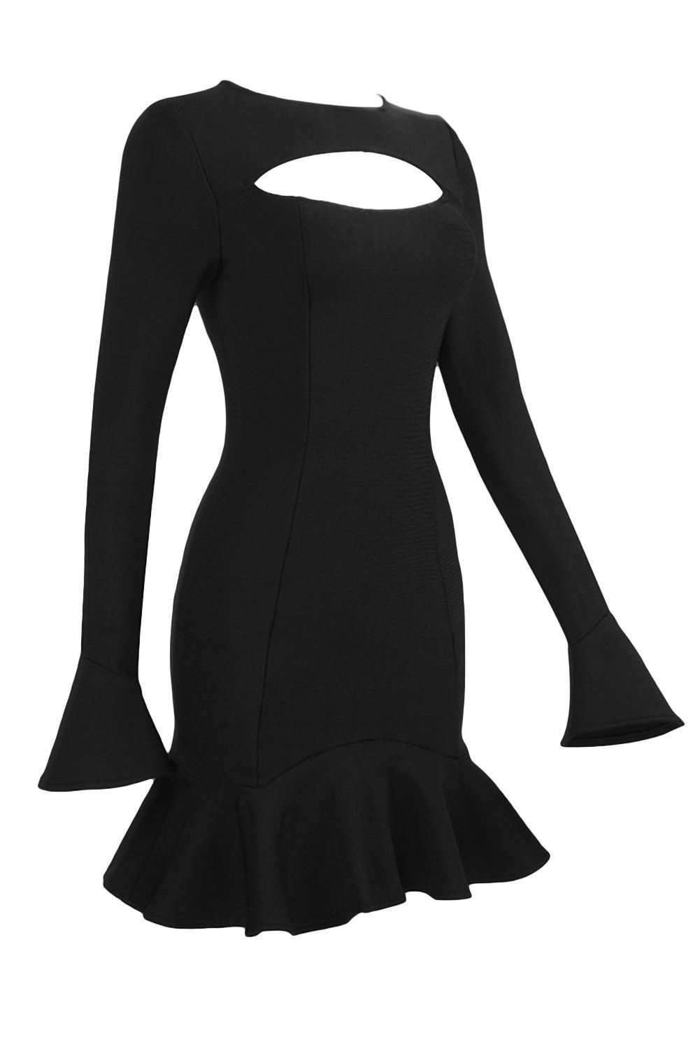 Hollow-out Ruffle Flared Sleeve Mini Dress - L & M Kee, LLC