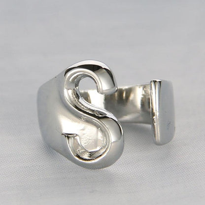 Silver Color Metal 26 Letter Open Hollow Finger Rings - L & M Kee, LLC