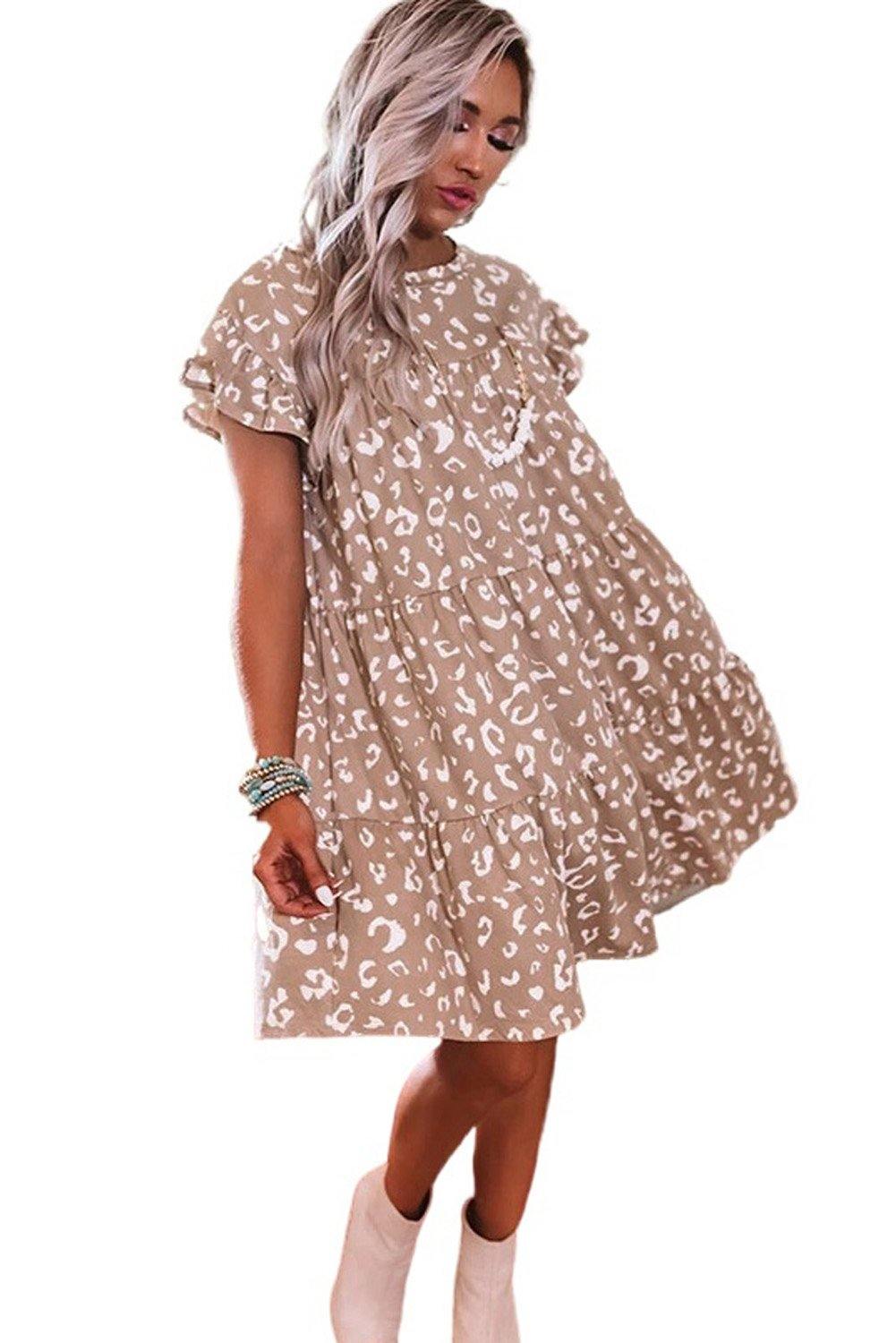 Ruffled Sleeve Shift Mini Dress - L & M Kee, LLC