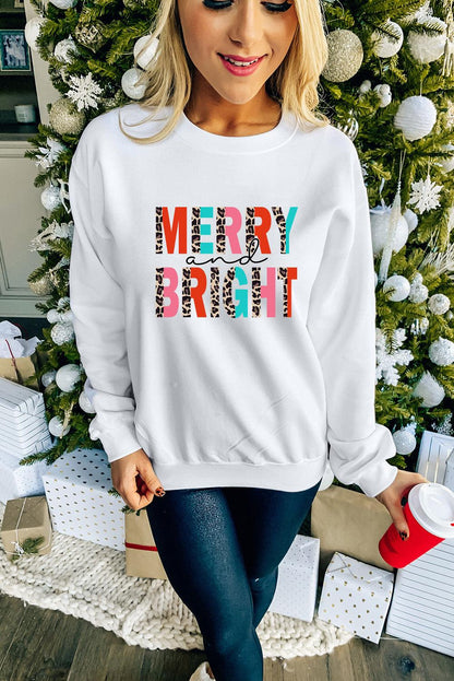 MERRY and BRIGHT Leopard Print Pullover Sweatshirt - L & M Kee, LLC