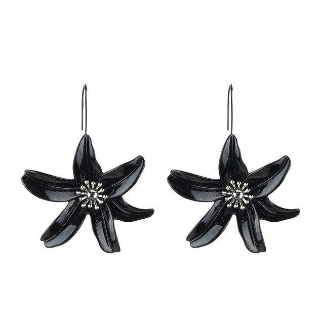 Metal Flower Drop Earrings - L & M Kee, LLC