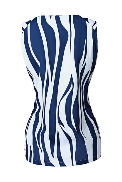 Abstract Striped V Neck Knotted Straps Tank Top - L & M Kee, LLC