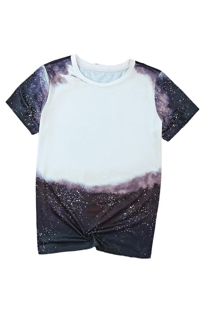 Tie Dye Bleached Print Short Sleeve Crewneck Top - L & M Kee, LLC