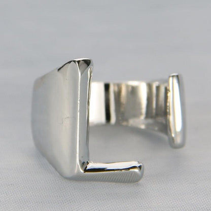 Silver Color Metal 26 Letter Open Hollow Finger Rings - L & M Kee, LLC