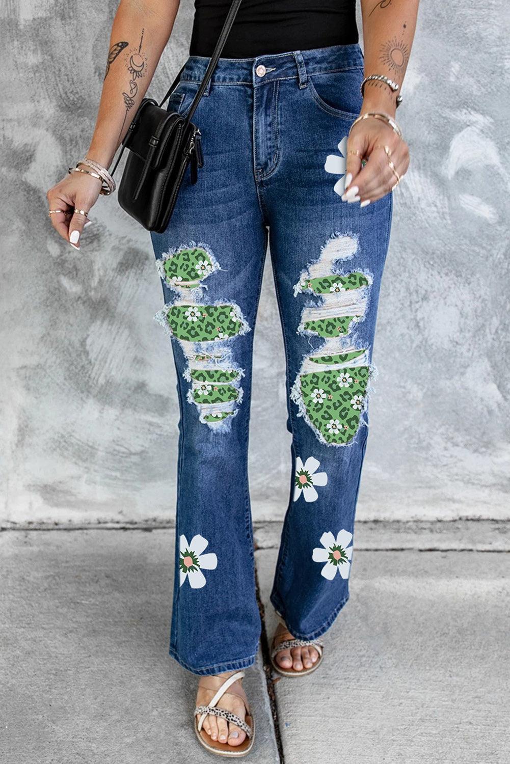 High Waist Distressed Bell Jeans - L & M Kee, LLC