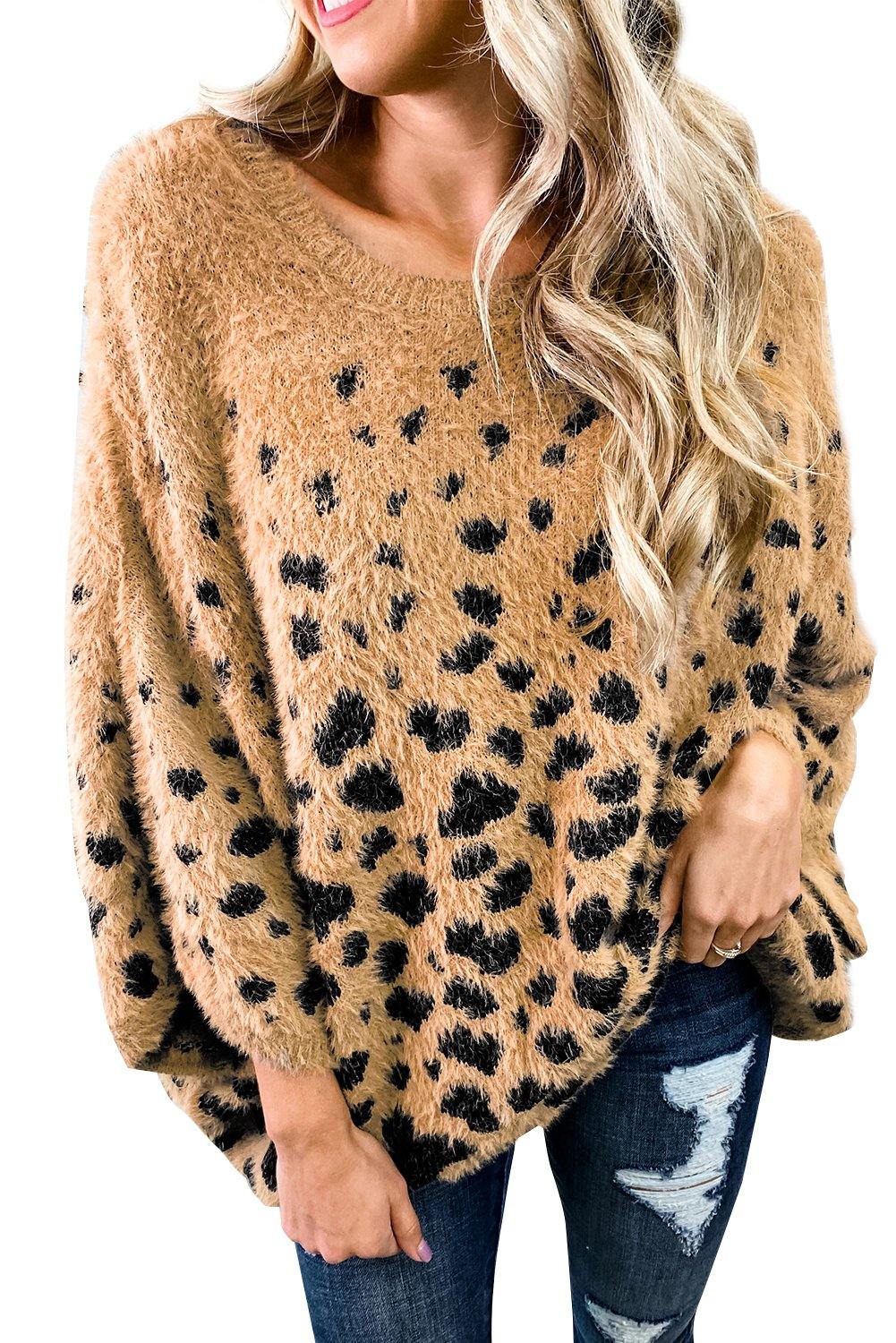 Print Drop Shoulder Loose Knitted Sweater - L & M Kee, LLC