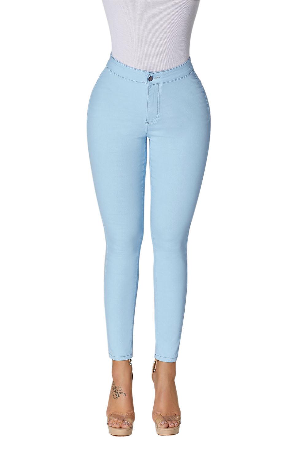 High Waist Skinny Jeans with Round Pockets - L & M Kee, LLC