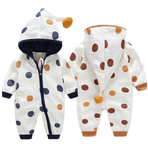 Infant Dot Long Sleeve Hooded Jumpsuit - L & M Kee, LLC