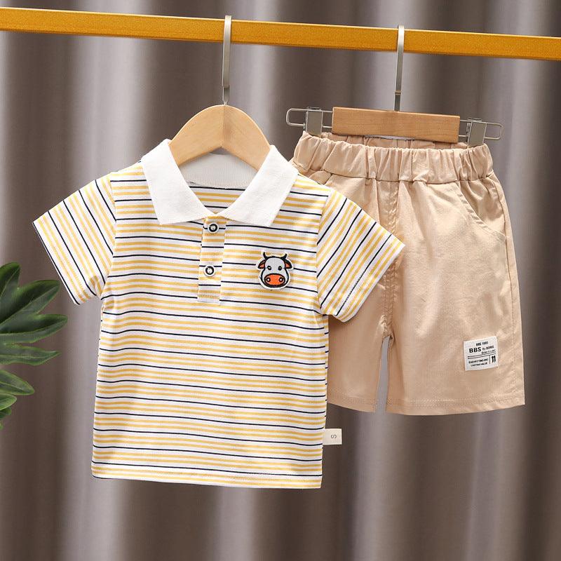 Toddler Boys Striped Short Sleeve Short Set - L & M Kee, LLC