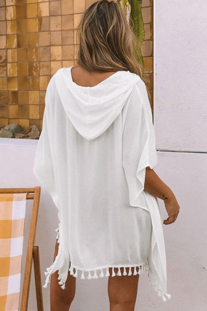 Tassel Hooded Oversized Beach Cover Up - L & M Kee, LLC