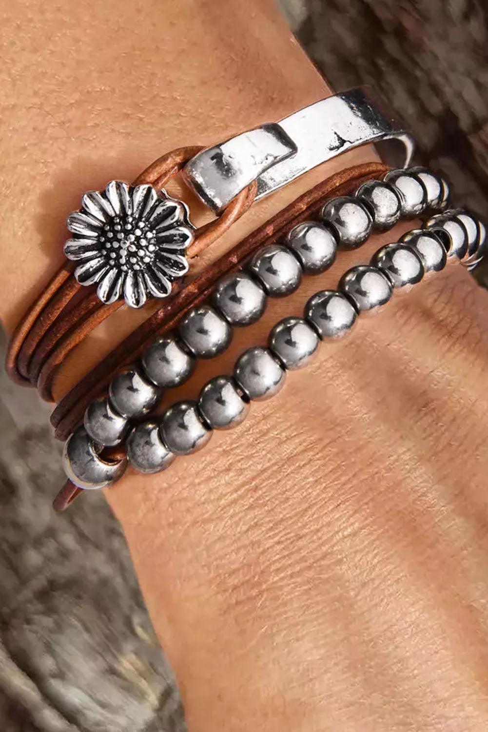 Daisy Beading Alloy Multilayer Bracelet - L & M Kee, LLC