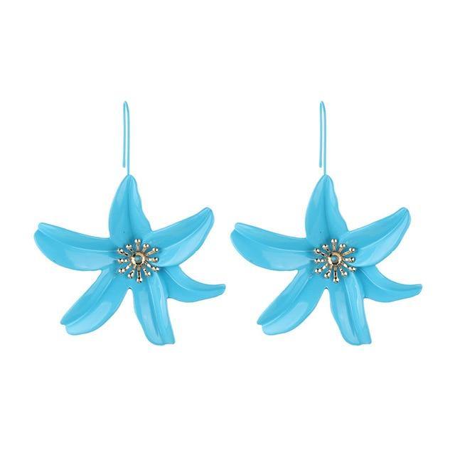 Metal Flower Drop Earrings - L & M Kee, LLC