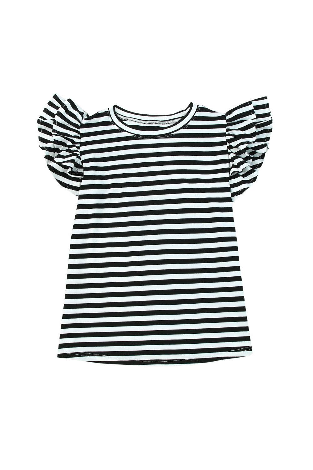 Stripe Print Tiered Ruffled Sleeve Tee - L & M Kee, LLC