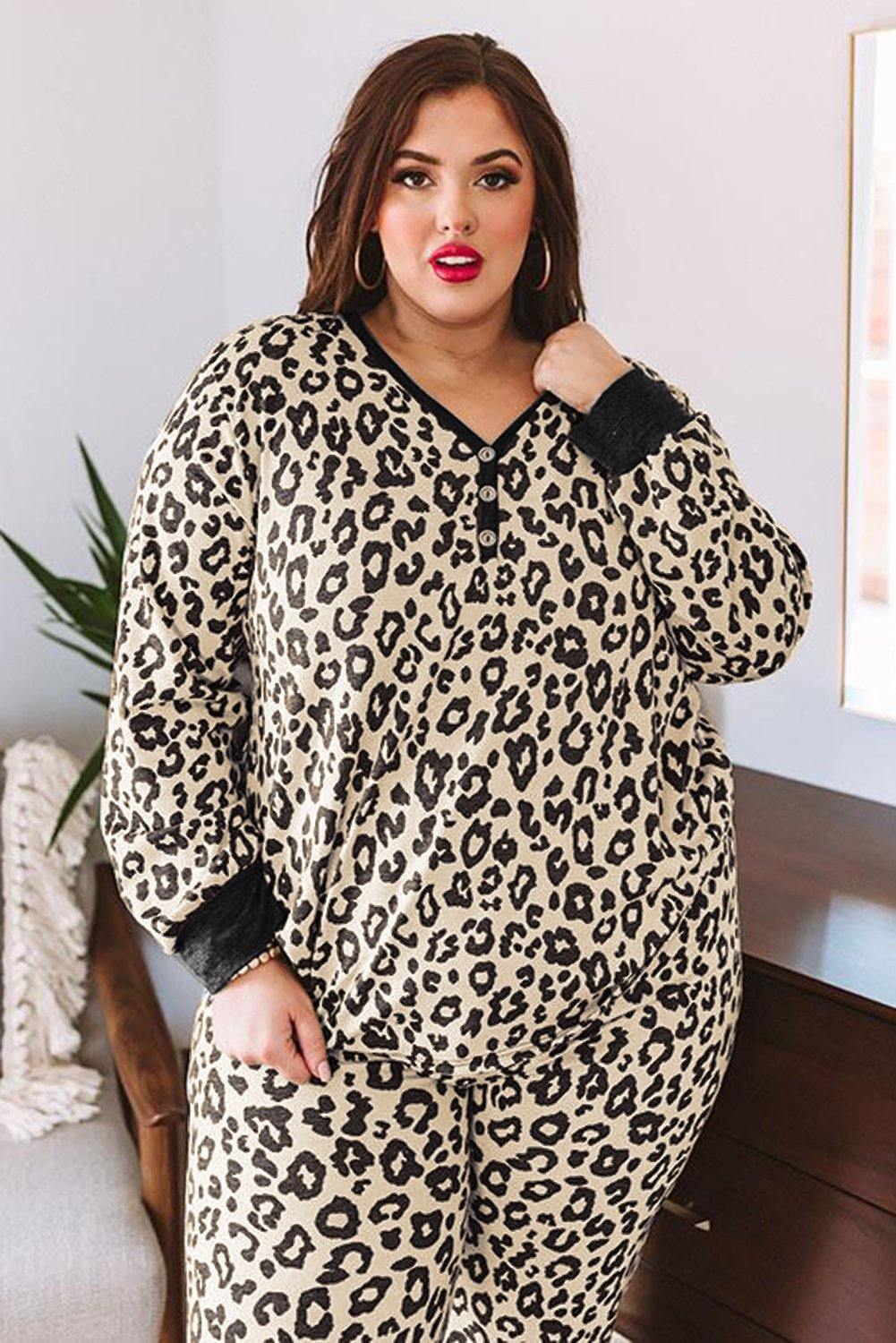 Plus Size V Neck Top And Sweatpants Lounge Set - L & M Kee, LLC